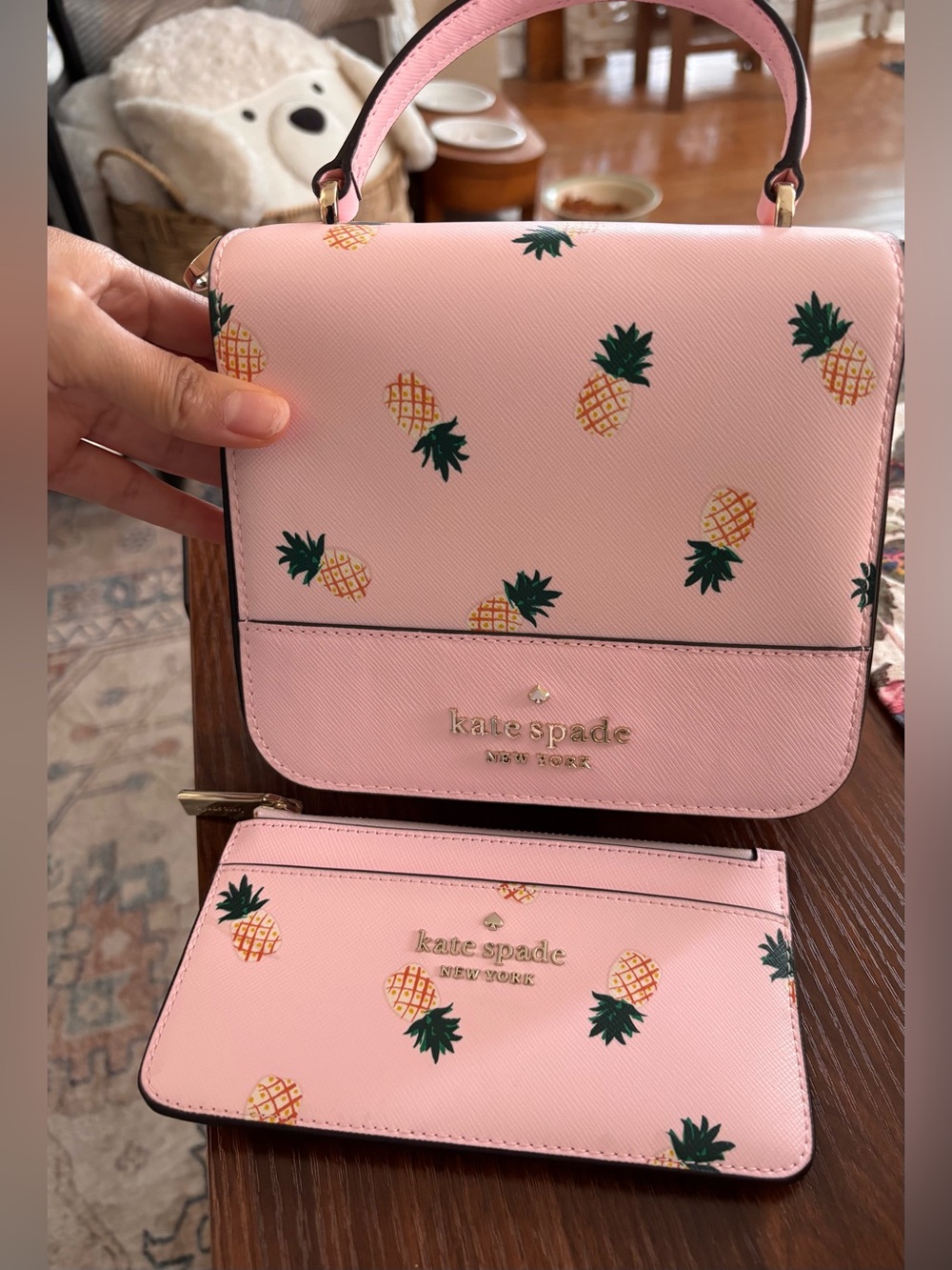 Like New Kate Spade Staci Square Top Handle Pineapple Crossbody Bag